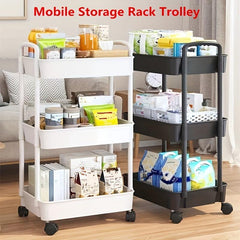 Plastic Storage Rack with Armrests and Wheels for Snacks, Toys, and Sundries