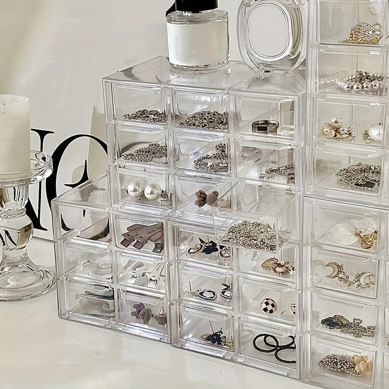 Acrylic Jewelry Box with 6/9/12 Grids for Earrings Necklaces
