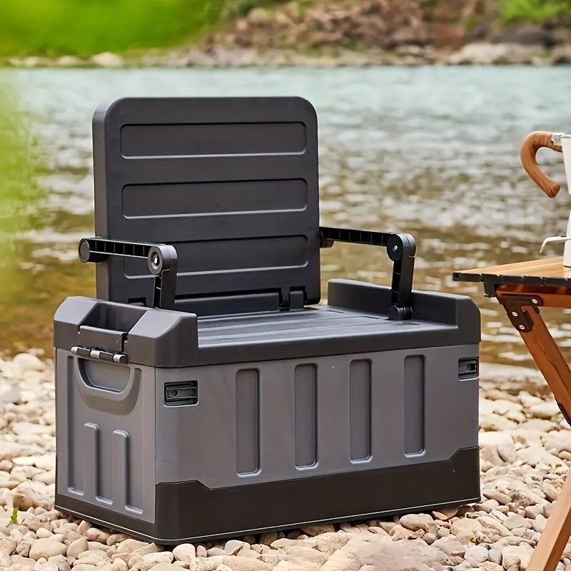 Outdoor Folding Basket With Backrest - Durable Storage Box for Car Fishing Tools