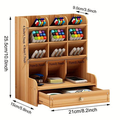 Wooden Desk Organizer DIY Pen Holder Office Art Supplies Storage