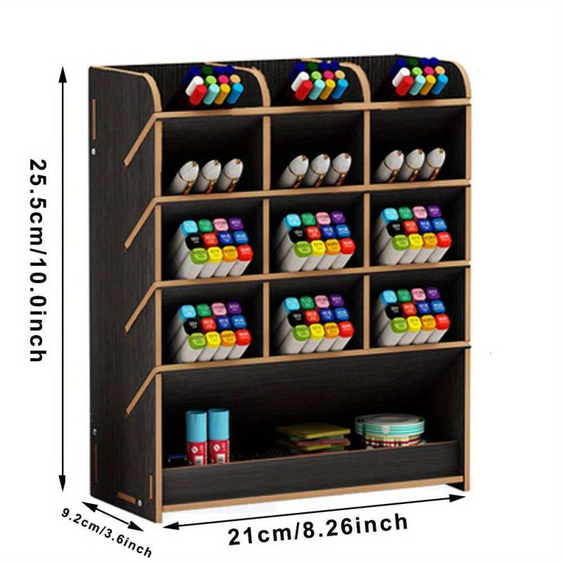 Wooden Desk Organizer DIY Pen Holder Office Art Supplies Storage