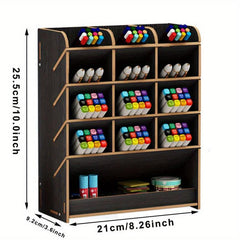 Wooden Desk Organizer DIY Pen Holder Office Art Supplies Storage