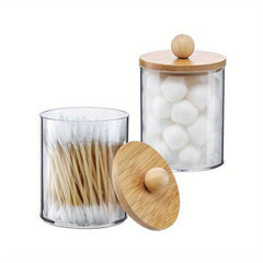 Clear Plastic Cosmetic Organizer with Bamboo Lid