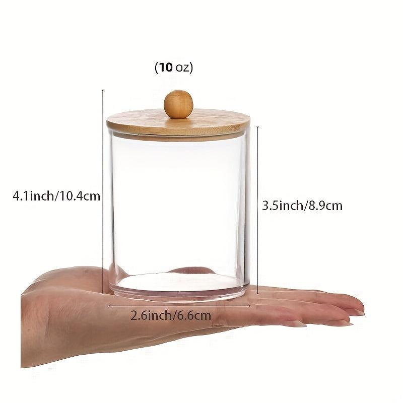 Clear Plastic Cosmetic Organizer with Bamboo Lid