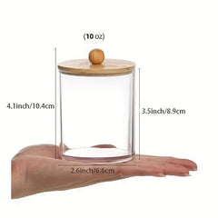 Clear Plastic Cosmetic Organizer with Bamboo Lid