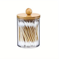 Clear Plastic Cosmetic Organizer with Bamboo Lid