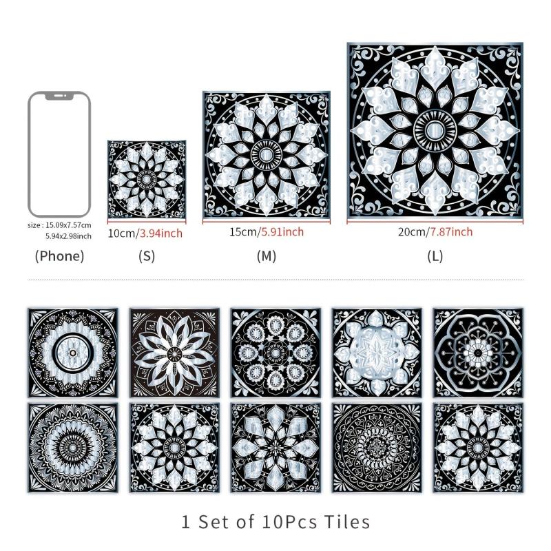 10pcs Boho Tile Stickers Peel Stick Backsplash Decals