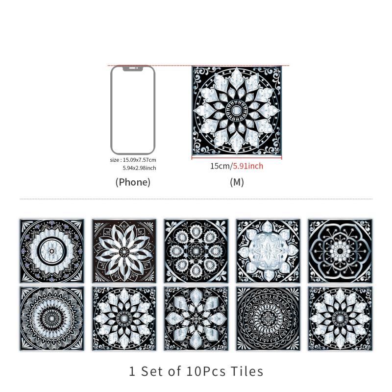 10pcs Boho Tile Stickers Peel Stick Backsplash Decals