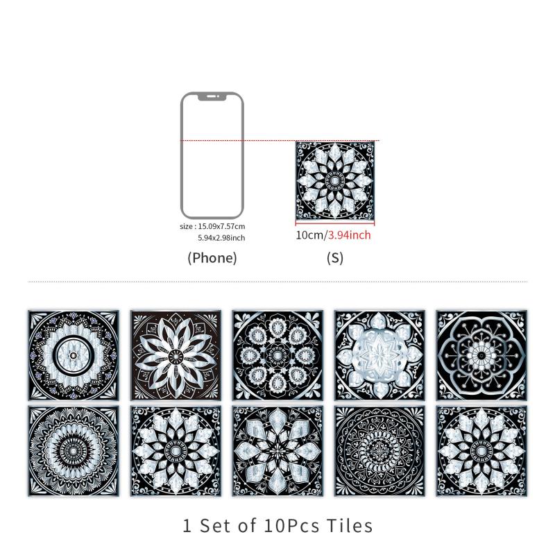 10pcs Boho Tile Stickers Peel Stick Backsplash Decals