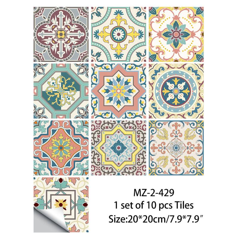 10pcs Vinyl Boho Kitchen Tile Sticker DIY Bathroom Decor