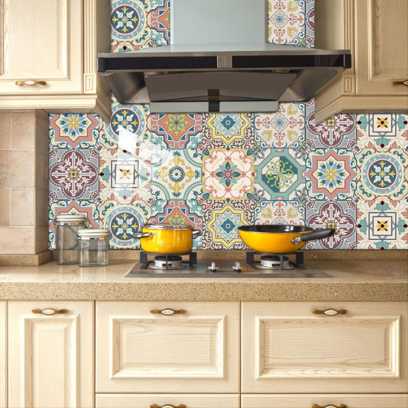 10pcs Vinyl Boho Kitchen Tile Sticker DIY Bathroom Decor