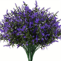 10 Bundles Real Touch Lavender, UV Resistant Artificial Plants, Indoor/Outdoor