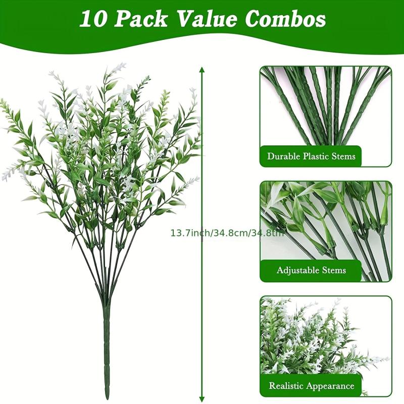 10 Bundles Real Touch Lavender, UV Resistant Artificial Plants, Indoor/Outdoor