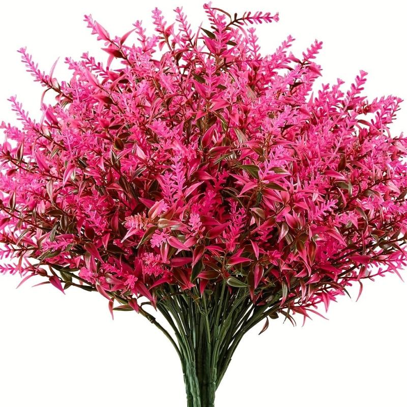 10 Bundles Real Touch Lavender, UV Resistant Artificial Plants, Indoor/Outdoor