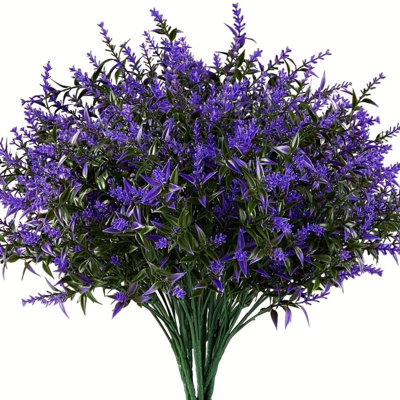 10 Bundles Real Touch Lavender, UV Resistant Artificial Plants, Indoor/Outdoor