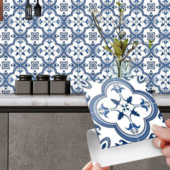 10Pcs Bohemian Flowers Tile Stickers Self Adhesive Waterproof Kitchen Backsplash