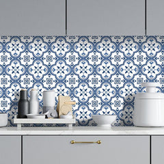 10Pcs Bohemian Flowers Tile Stickers Self Adhesive Waterproof Kitchen Backsplash