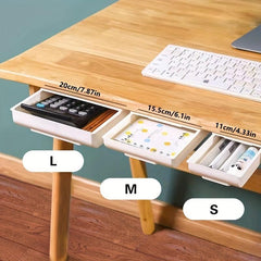 Under Desk Pencil Tray Organizer Adhesive Drawer Storage Box for School Supplies