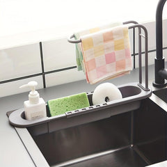 Retractable Sink Storage Rack with Towel Bar