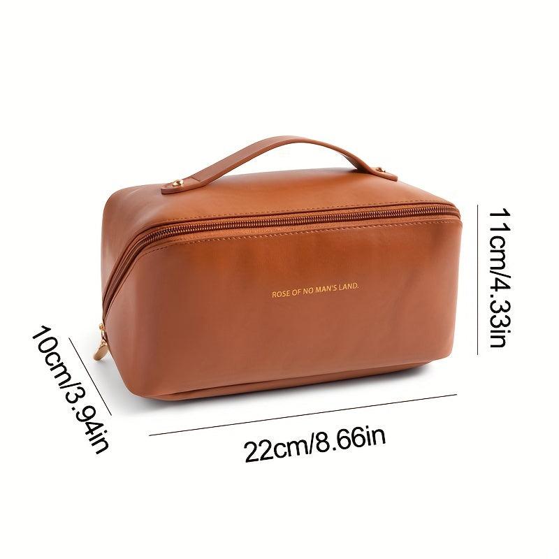 Large Capacity Travel Cosmetic Bag Waterproof PU Leather Skincare Toiletry Bag