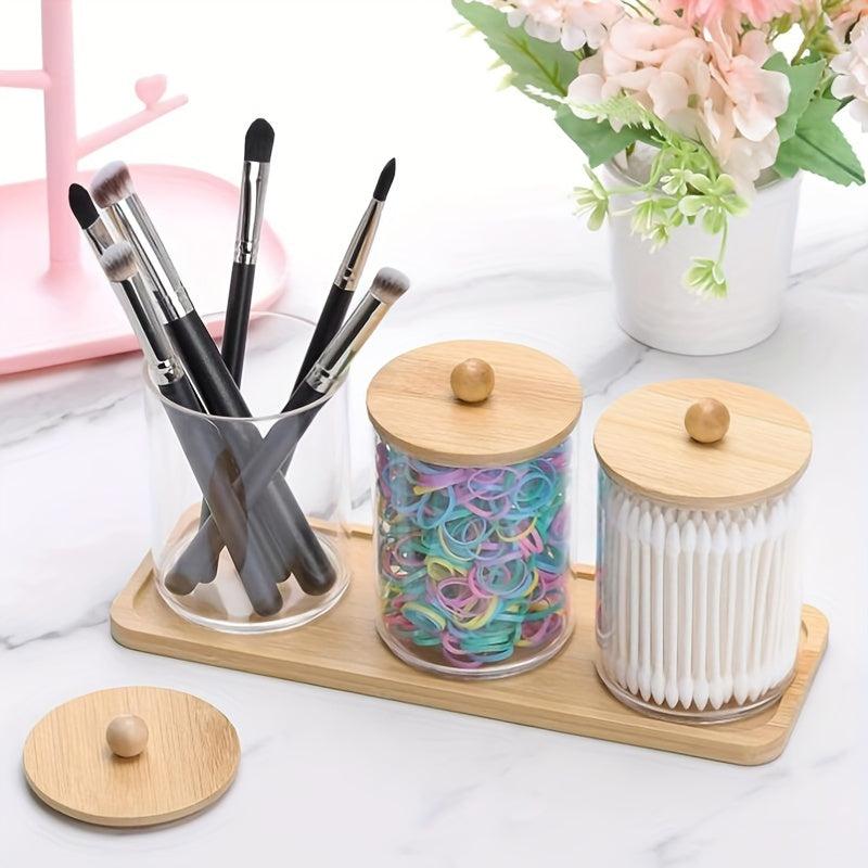 3pcs Cotton Swab Ball Pad Holder Vanity Tray Bathroom Containers