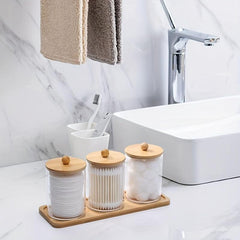 3pcs Cotton Swab Ball Pad Holder Vanity Tray Bathroom Containers