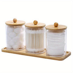 3pcs Cotton Swab Ball Pad Holder Vanity Tray Bathroom Containers
