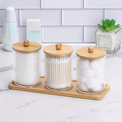 3pcs Cotton Swab Ball Pad Holder Vanity Tray Bathroom Containers