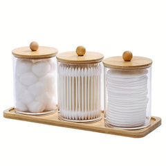 3pcs Cotton Swab Ball Pad Holder Vanity Tray Bathroom Containers