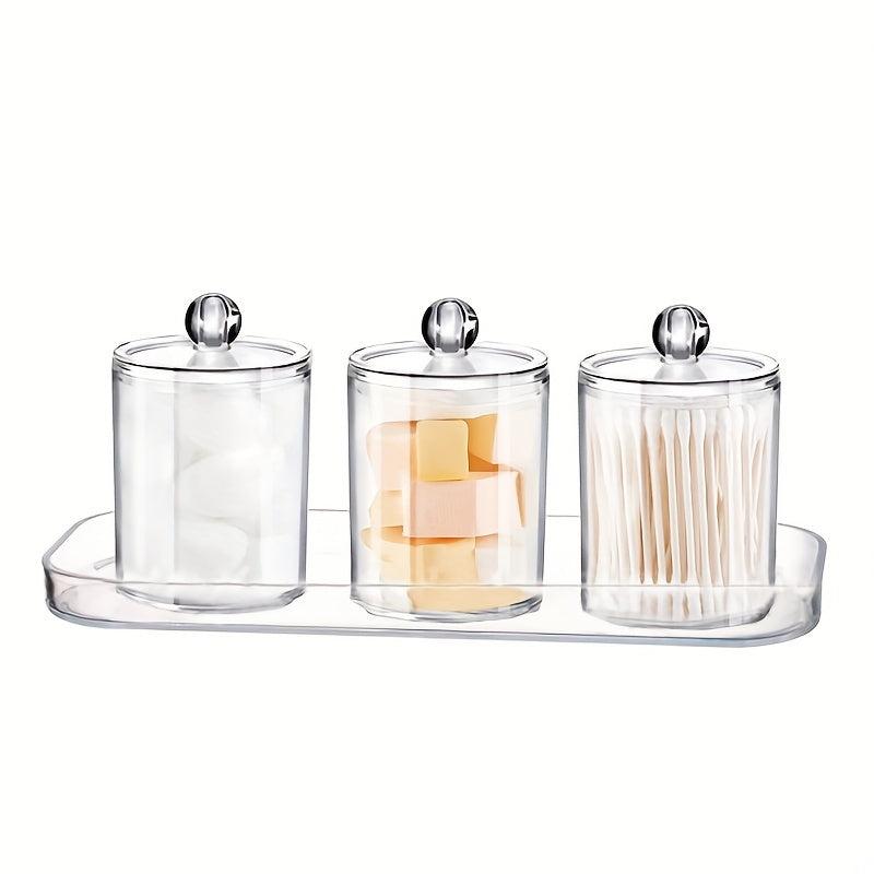 3pcs Cotton Swab Ball Pad Holder Vanity Tray Bathroom Containers