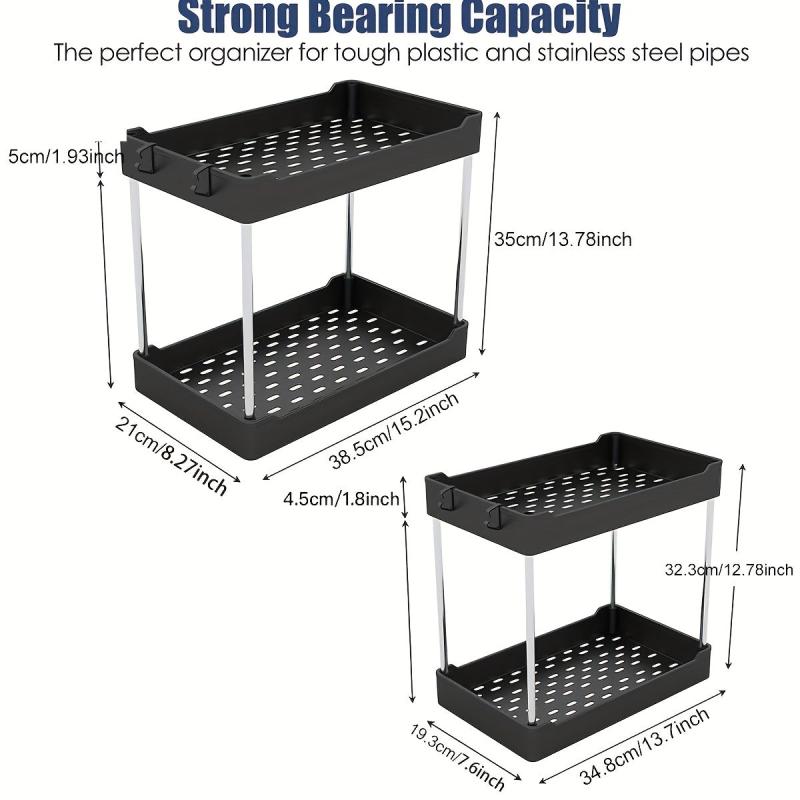 2pc Under Sink Storage Rack 2 layer Standing Storage Shelf