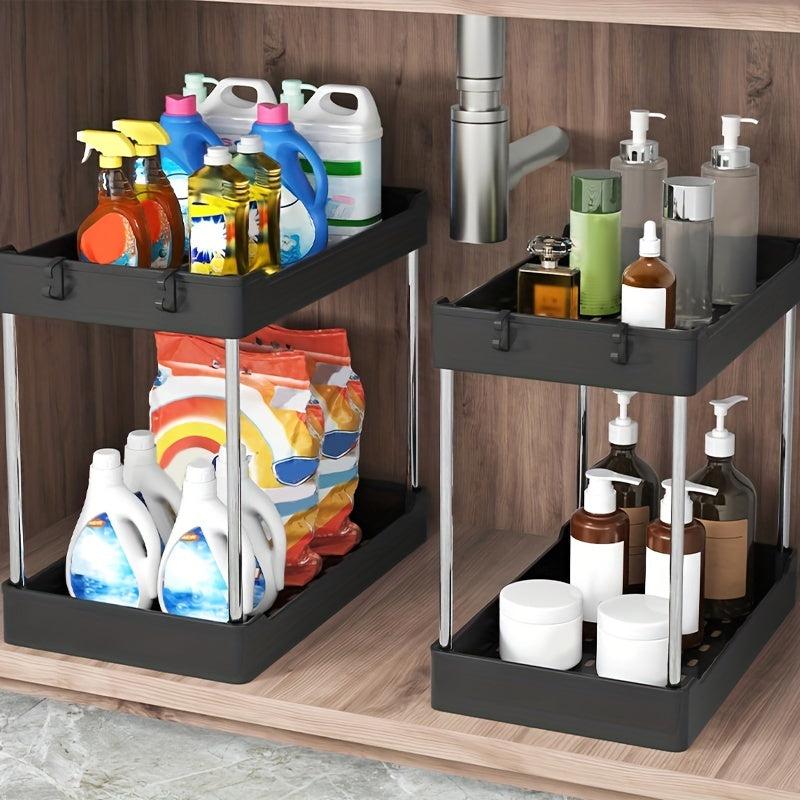 2pc Under Sink Storage Rack 2 layer Standing Storage Shelf
