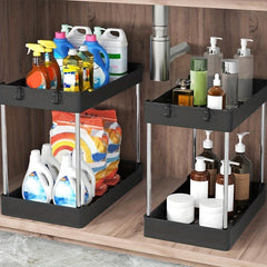 2pc Under Sink Storage Rack 2 layer Standing Storage Shelf