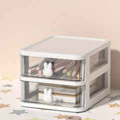 Rabbit Cartoon Desktop Storage Box with Small Drawer Desk Organizer