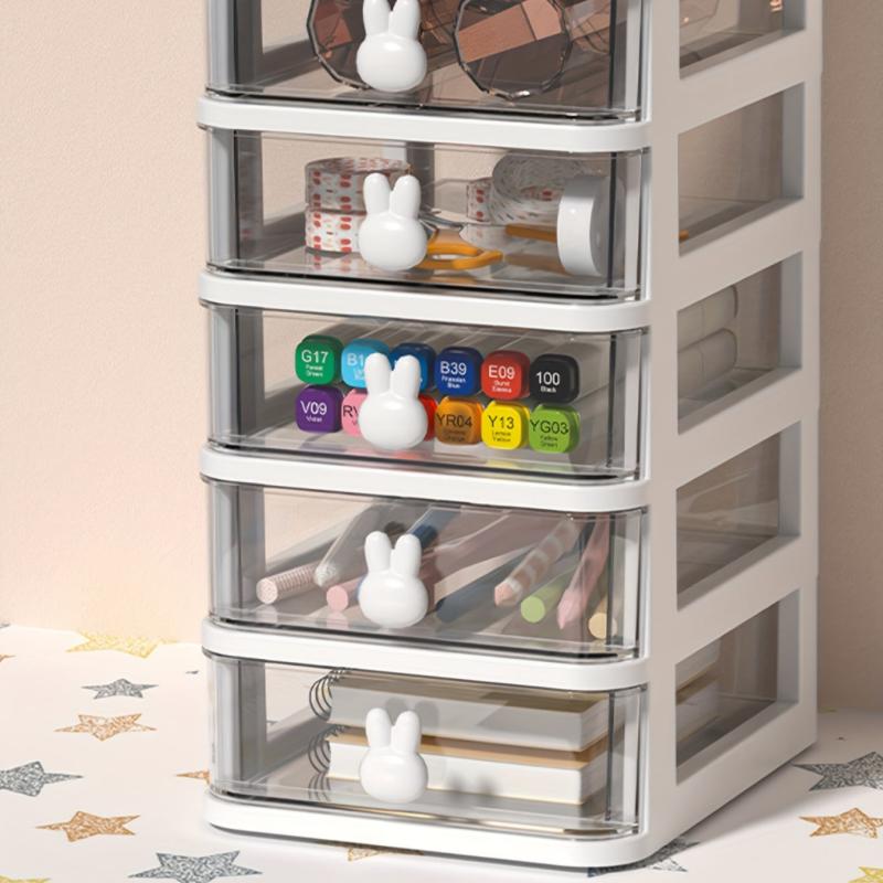 Rabbit Cartoon Desktop Storage Box with Small Drawer Desk Organizer