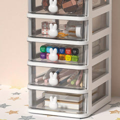 Rabbit Cartoon Desktop Storage Box with Small Drawer Desk Organizer