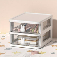 Rabbit Cartoon Desktop Storage Box with Small Drawer Desk Organizer