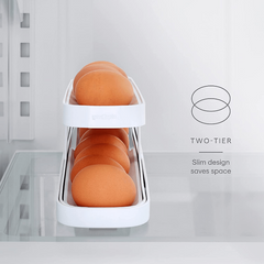 2 Tier Egg Dispenser for Refrigerator Rolling Egg Storage Container