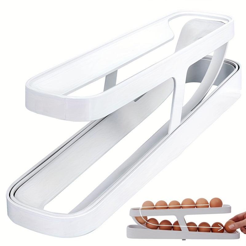 2 Tier Egg Dispenser for Refrigerator Rolling Egg Storage Container