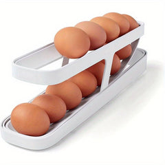 2 Tier Egg Dispenser for Refrigerator Rolling Egg Storage Container
