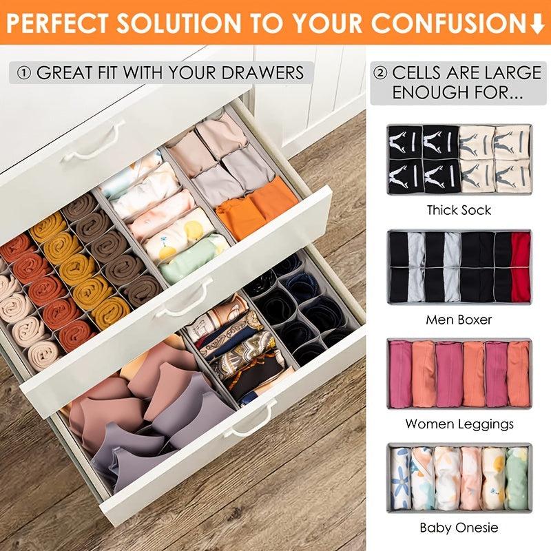 4 Pack Fabric Sock & Underwear Drawer Organizers