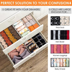 4 Pack Fabric Sock & Underwear Drawer Organizers