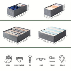 4 Pack Fabric Sock & Underwear Drawer Organizers