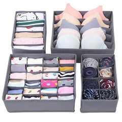 4 Pack Fabric Sock & Underwear Drawer Organizers