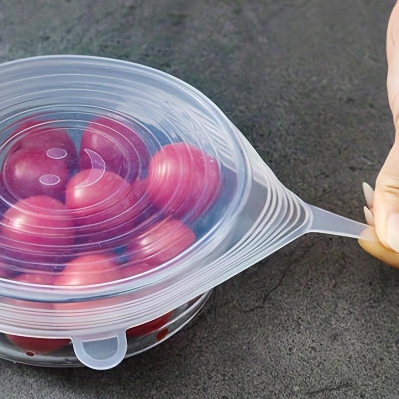 6pc Silicone Stretch Lids Leakproof for Freshkeeping & Dustproof Storage