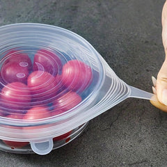 6pc Silicone Stretch Lids Leakproof for Freshkeeping & Dustproof Storage