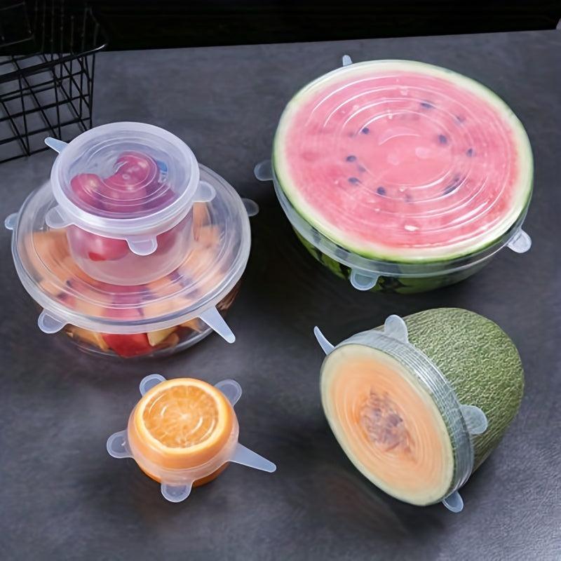 6pc Silicone Stretch Lids Leakproof for Freshkeeping & Dustproof Storage