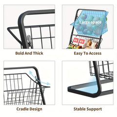 2 Tier Metal Fruit Basket Countertop Organizer for Kitchen & Bathroom Storage