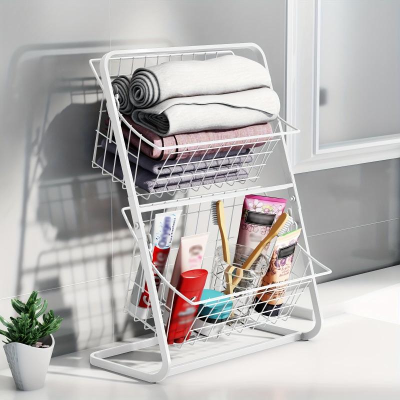 2 Tier Metal Fruit Basket Countertop Organizer for Kitchen & Bathroom Storage