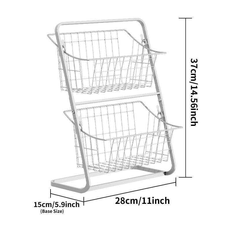 2 Tier Metal Fruit Basket Countertop Organizer for Kitchen & Bathroom Storage